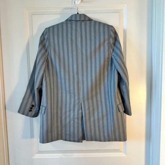 Acne Studios Janny Double Breasted Grey Striped Wool Blazer, size 33